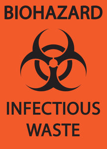 BioHazard Infectious Waste Sign, 10x7 Aluminum