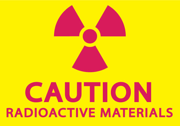 Caution Radiation Materials Sign, 7x10, Plastic