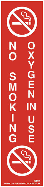 Magnetic Sign, 9x2, Oxygen in Use - No Smoking, White on Red