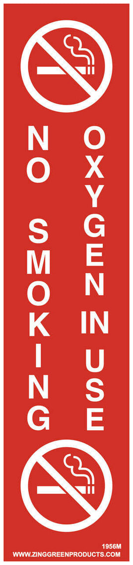 Self Adhesive, 9x2, Oxygen in Use - No Smoking, White on Red