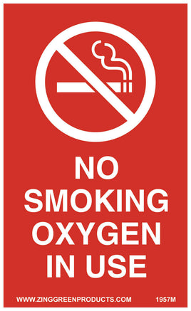 Magnetic Sign, 5x3, Oxygen in Use - No Smoking, White on Red