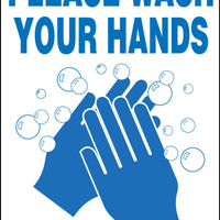 Wash Hands Sign 10x7 Adhesive