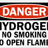 Sign, DANGER, Hydrogen No Smoking No Open Flames, 10x14, Aluminum