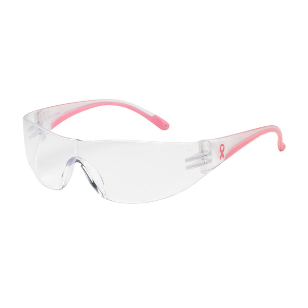 Rimless Safety Glasses with Clear / Pink Temple, Clear Lens and Anti-Scratch Coating