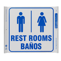 Safety Sign, Rest Rooms Bilingual Corner