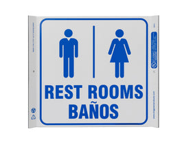 Safety Sign, Rest Rooms Bilingual Corner