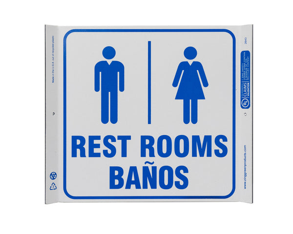Safety Sign, Rest Rooms Bilingual Corner