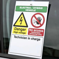 Electric Hybrid Vehicle Maintenance Signs – Window Mount - 2653