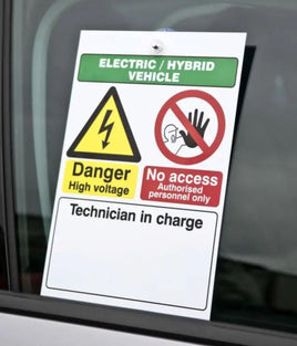 Electric Hybrid Vehicle Maintenance Signs ‚¬€œ Window Mount - 2653