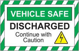 Electric Hybrid Vehicle Maintenance Signs ‚¬€œ Window Mount: DISCHARGED - 2656