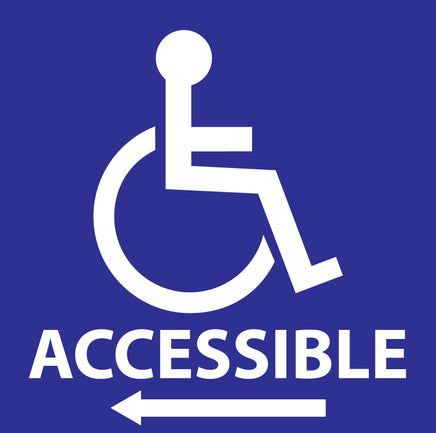 Handicapped Accessible Left Arrow Window Decal, 6x6  2-pk
