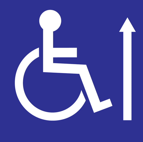 Handicapped Accessible Ahead Arrow Window Decal, 6x6  2-pk