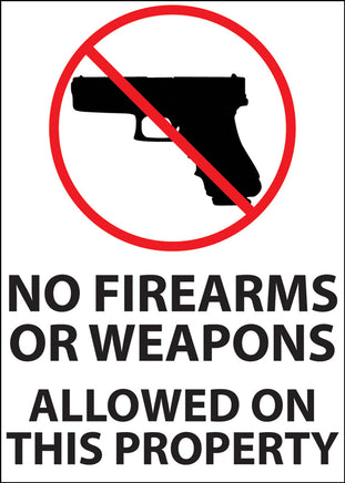 Security Label, 5x7, Nor Firearms Allowed, 2-pk