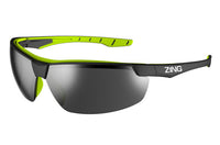 Z-Force 20-205 Series Ultra-Flexible Safety Glasses - Frame: Black/Green - Lens: Silver Mirror - Lens Coating: Hardcoat/Anti-Scratch
