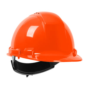 Cap Style Hard Hat with HDPE Shell Orange - Ratchet Adjustment - Vented