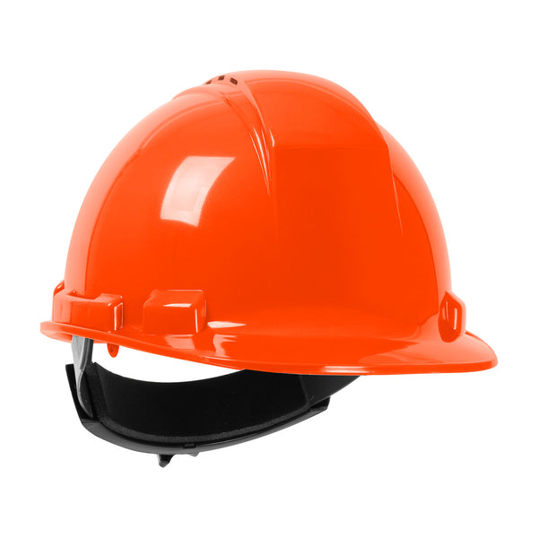 Cap Style Hard Hat with HDPE Shell Orange - Ratchet Adjustment - Vented