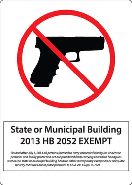 Concealed Carry Sign, Kansas, 14H x 10W, AL