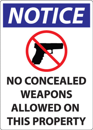 Concealed Carry Sign MO & WI 14Hx10W, SA
