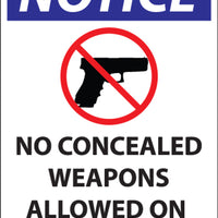 Concealed Carry Sign, MO, WI, 14H x 10W, PL