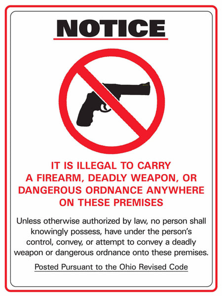 Concealed Carry Sign, Ohio, 14Hx10W