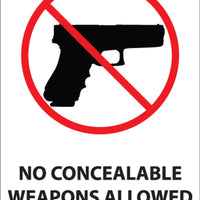 Concealed Carry Sign, S Carolina,14H x 10W, PL