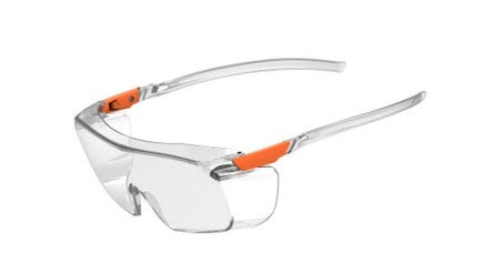 Z-Force 20-500 Series 3-in-1 Safety Glass with Adjustable Temples - Frame: Clear/Orange - Lens: Clear - Lens Coating: Hardcoat/Anti-Scratch