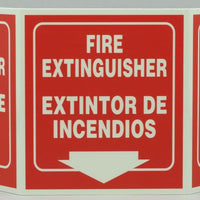 Safety Sign "Fire Extinguisher" Standard TriView, Bilingual - Glow