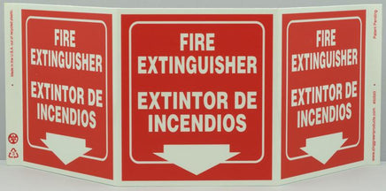 Safety Sign "Fire Extinguisher" Standard TriView, Bilingual - Glow