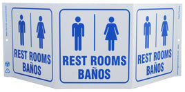 Facility Sign "Restroom" Standard TriView, Bilingual