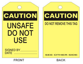 Caution Unsafe Do Not Use Accident Prevention Safety Tags | 308