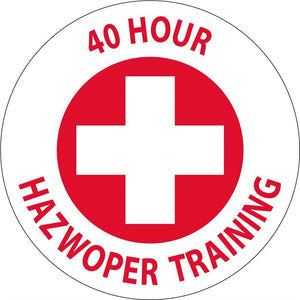 HARD HAT LABEL, 40 HOUR HAZWOPER TRAINING, GRAPHIC, 2"DIA. REFLECTIVE PS VINYL, 25/PK