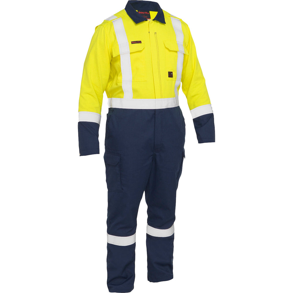 AR/FR Ripstop Coverall with Navy & Yellow - Small | 385MFRHC-YN/S
