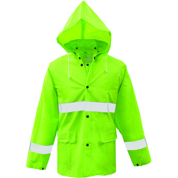 Lined PVC Rain Jacket .35MM, High-Vis Fluorescent Green