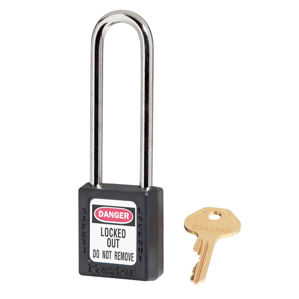 Black Zenex™ Thermoplastic Safety Padlock, 1-1/2in (38mm)with 3in (76mm) Shackle