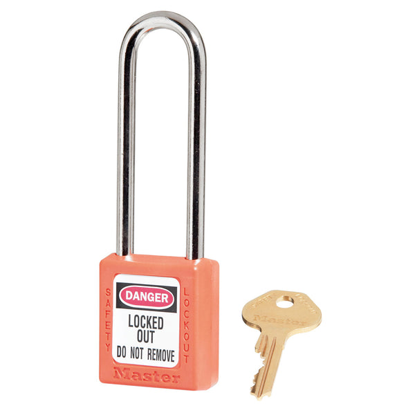 Orange Zenex™ Thermoplastic Safety Padlock, 1-1/2in (38mm)with 3in (76mm) Shackle