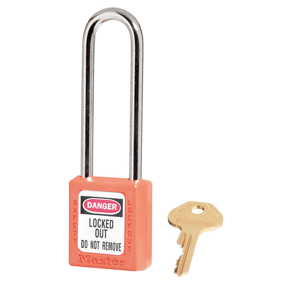 Orange Zenex™ Thermoplastic Safety Padlock, 1-1/2in (38mm)with 3in (76mm) Shackle