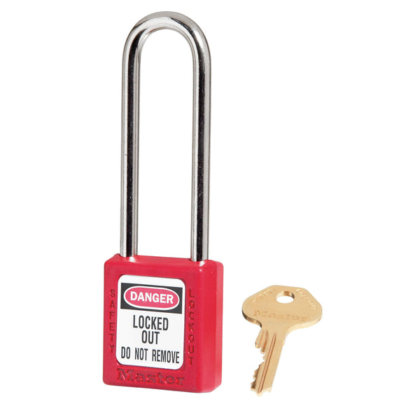 Red Zenex™ Thermoplastic Safety Padlock, 1-1/2in (38mm)with 3in (76mm) Shackle