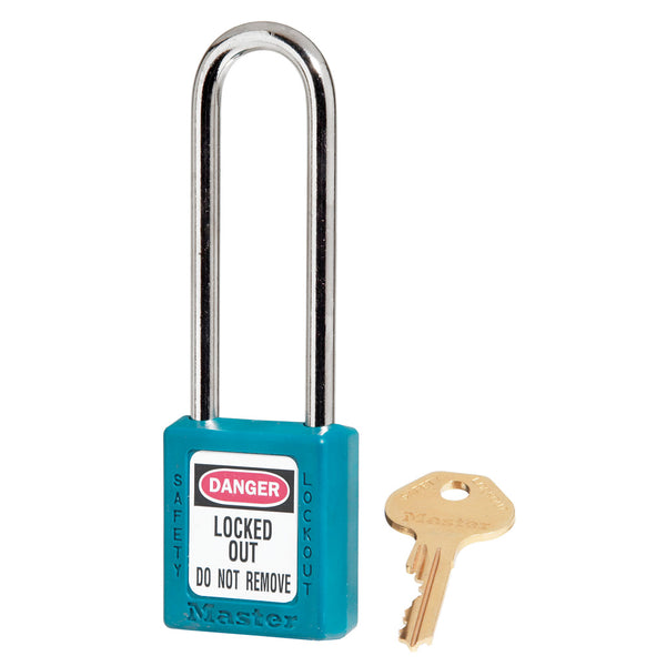 Teal Zenex™ Thermoplastic Safety Padlock, 1-1/2in (38mm)with 3in (76mm) Shackle