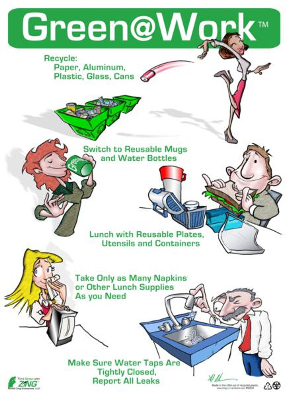 Green at Work Poster Lunchroom or Breakroom Applications 16'x22'