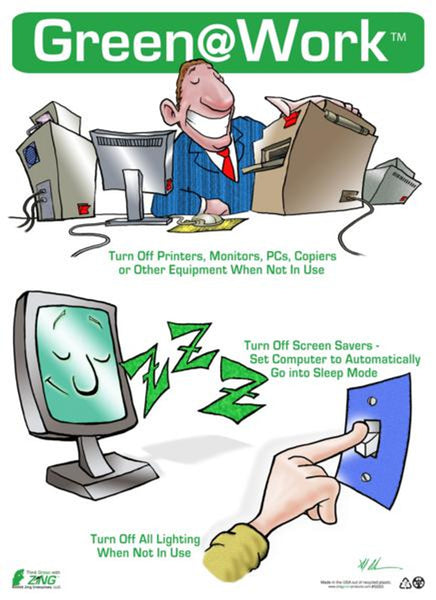 Green at Work Poster Energy Conservation  16'x22'
