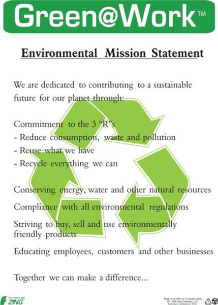 Green at Work Poster Mission Statement 16'x22'