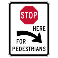 R1-5cR- Stop Here Right Arrow For Pedestrians Signs