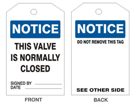Notice This Valve Is Normally Closed Tag 