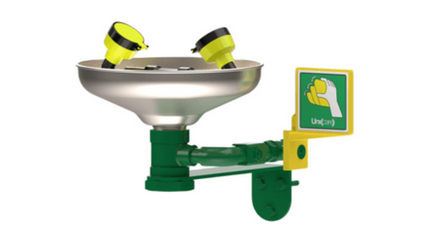 Eyewash, Wall Mount w/ ABS  Push Plate, Stainless Steel Bowl