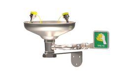 Eyewash, Wall Mount w/ Stainless Steel Push Plate, Pipes and Bowl