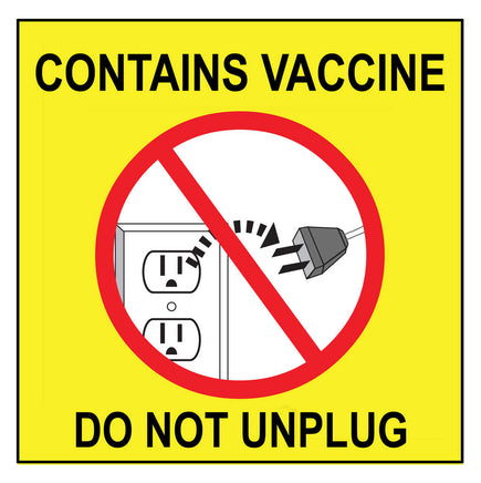Sign, CONTAINS VACCINE DO NOT UNPLUG, Magnet, 4x4" 2/PK