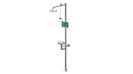 Safety Shower/Eyewash with Pull  Rod and Push Plate, Stainless Steel Bowl and Pipe
