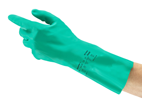 Reusable Nitrile Work Gloves,  Size 9, Green, 11 mil | 58-009-090