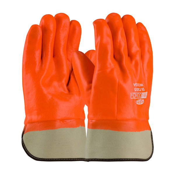 Premium PVC Dipped Glove with Interlock/Jersey Liner and Smooth Finish - Insulated & Waterproof