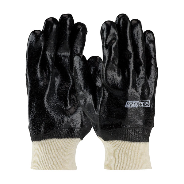 Premium PVC Dipped Glove with Interlock Liner and Semi-Rough Finish - Knit Wrist